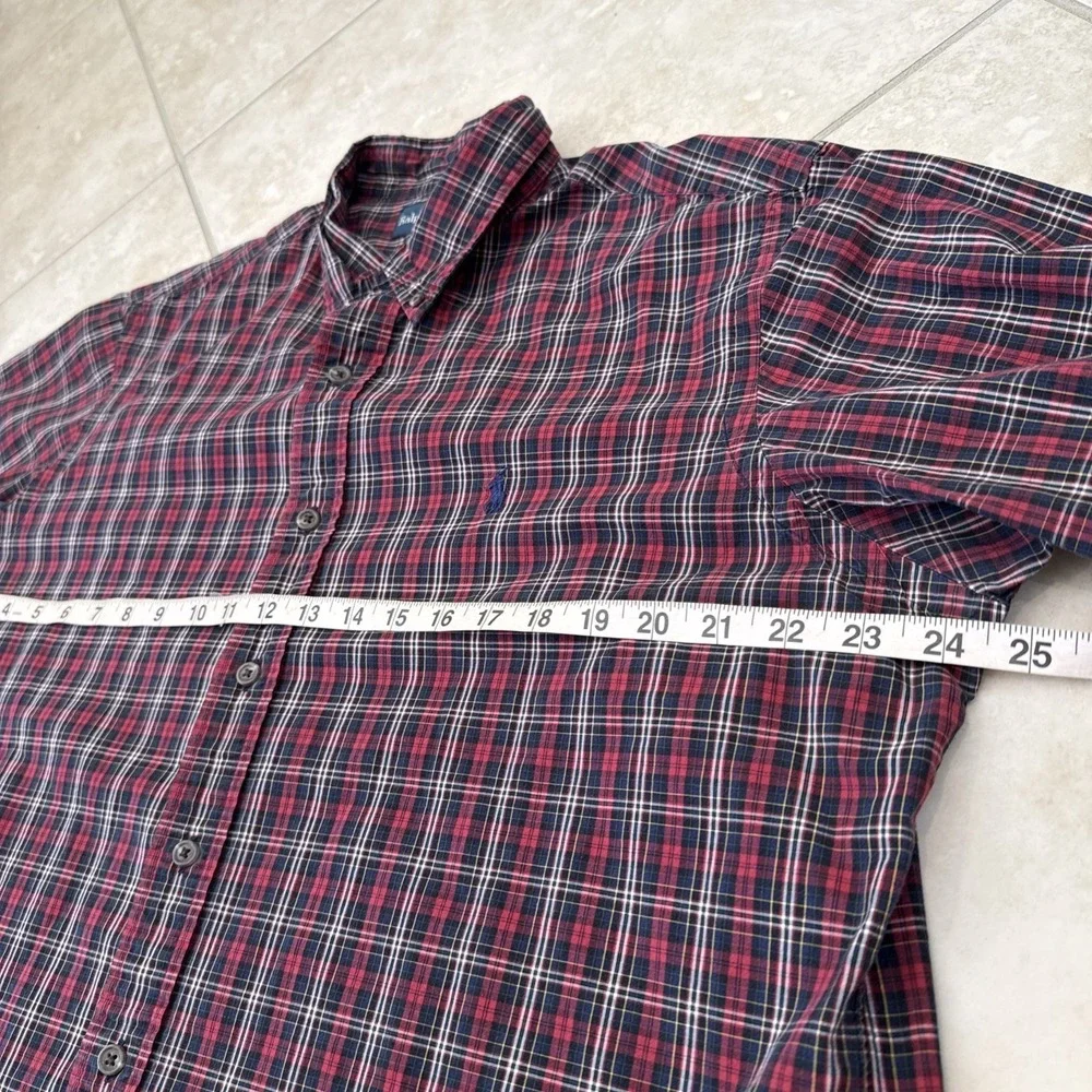 VTG 90s Y2K POLO RALPH LAUREN‎ Custom Fit Red Plaid Button up shirt XL Preppy